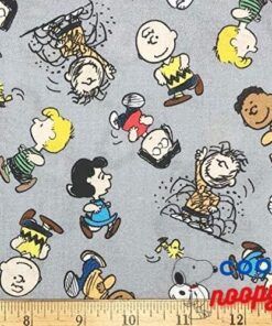 1 Yard - Peanuts Snoopy Woodstock & All The Gang Tossed on Light Gray Cotton Fabric (Great for Quilting, Sewing, Craft Projects, Throw Pillows & More) 1 Yard x 44