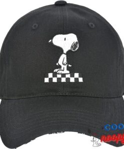 Concept One Peanuts Snoopy Checkered Expression Cotton Adjustable Baseball Cap, Black, One Size