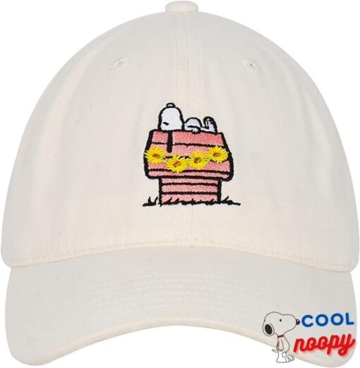 Concept One Peanuts Snoopy Dad Hat, Enjoy The Little Things Adult Baseball Cap with Curved Brim, Khaki, One Size