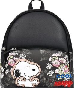 Concept One Peanuts Snoopy Mini Backpack, Small Bookbag, Black
