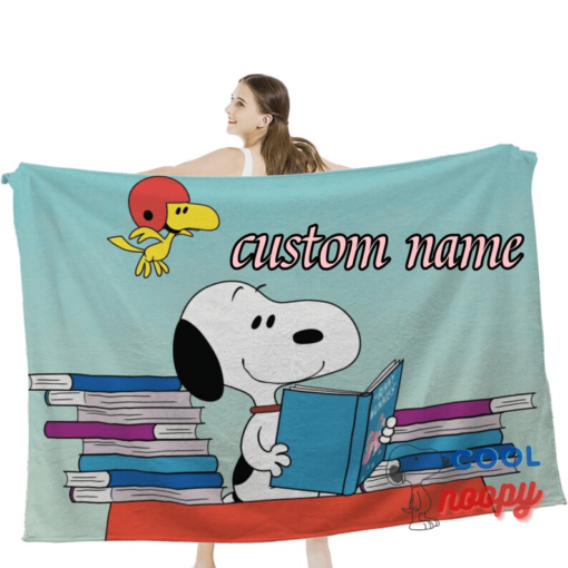 Custom Name Blanket Personalized Snoopy Flannel Throw Blanket for Birthday Christmas Halloween Fathers Mothers Valentines Day Gift