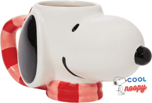 Department 56 Peanuts Snoopy Wearing Scarf Sculpted Coffee Mug, 20 Ounce, Multicolor