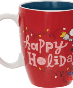 Department 56 Peanuts Snoopy and Woodstock Happy Holidays Coffee Mug, 16 Ounce, Red