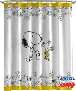 Jay Franco Peanuts Best Friend Flowers Shower Curtain & Easy Care Fabric Kids Bath Curtain Features Snoopy & Woodstock (Official Peanuts Product)