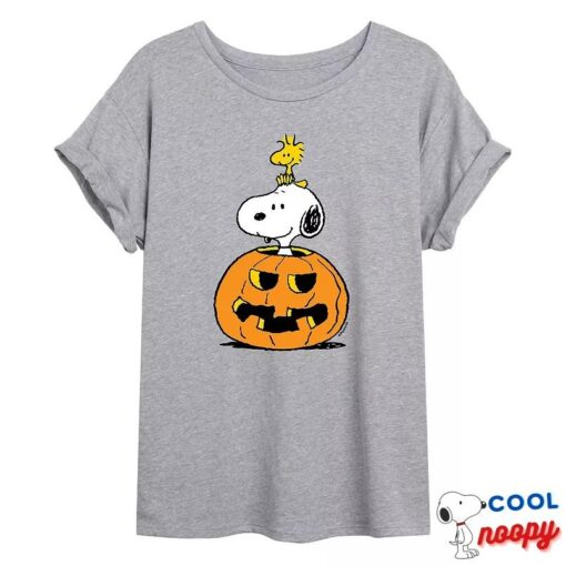 Juniors' Peanuts Pumpkin Oversized Graphic Tee