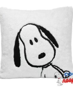 Lambs & Ivy Classic Snoopy WhiteBlack Furry Decorative Nursery Throw Pillow