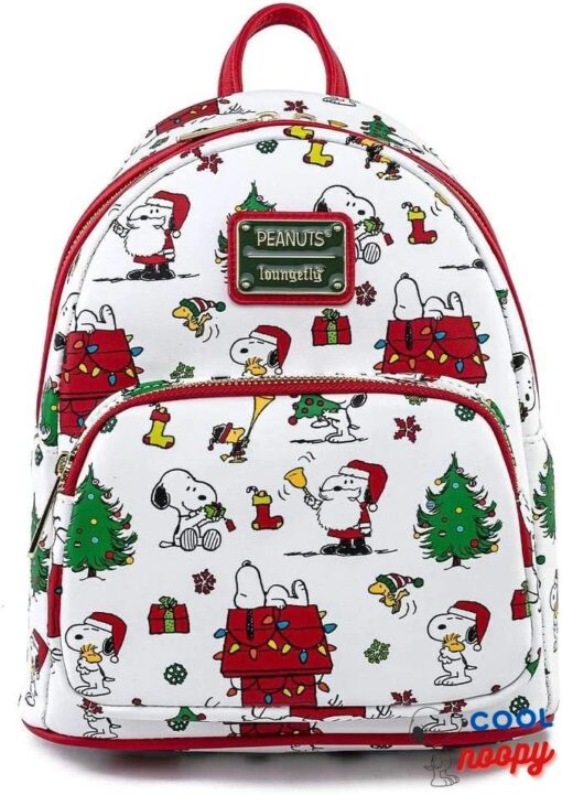 Loungefly Peanuts Snoopy Holiday Allover Print Mini Backpack
