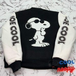 Men's Snoopy Joe Cool Black White Varsity Jacket