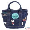 NEW Snoopy-Denim Canvas Handbag Embroidery Small Portable Hand Bag Lunch Box Bag