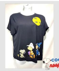 NWOT Peanuts Snoopy Charlie & Gang Trick Or Treat Halloween T-Shirt 1X Black