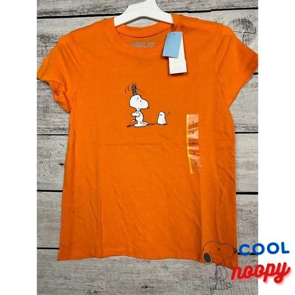 NWT Ladies Halloween Peanuts Snoopy Ghost T-Shirt - Small