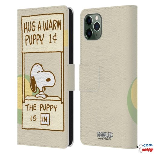 OFFICIAL PEANUTS SNOOPY HUG LEATHER BOOK WALLET CASE FOR APPLE iPHONE PHONES