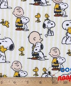 Pack of 2 - Peanuts Snoopy & Woodstock Striped Cotton Fabric - 18 x 22 Fat Quarter (Pack of 2)