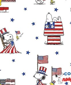 Peanuts Fabric Patriotic Snoopy 100% Cotton Fabric by The Yard