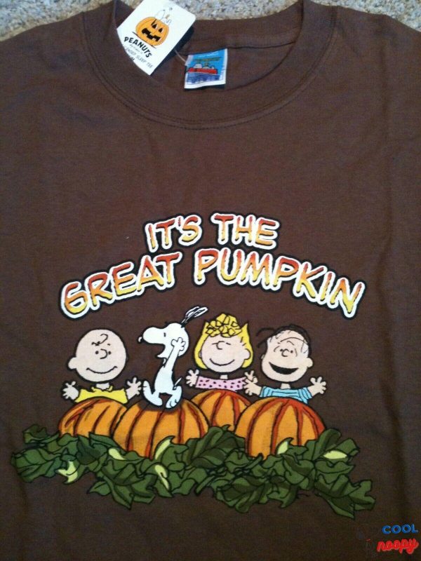 Peanuts Halloween T-Shirt SS 'Great Pumpkin' Brown Men's Medium New