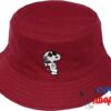 Peanuts Snoopy Bucket Hat, Packable Travel Hat, Wide Brim Summer Hat Burgundy