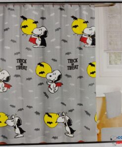 Peanuts Snoopy Dracula Vampire Trick Treat Halloween Fabric Shower Curtain 72x72