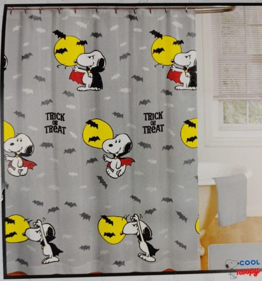 Peanuts Snoopy Dracula Vampire Trick Treat Halloween Fabric Shower Curtain 72x72