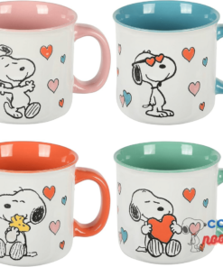 Peanuts Snoopy Mothers Love 4 Pack Large 21 OZ Camper Stoneware Mugs