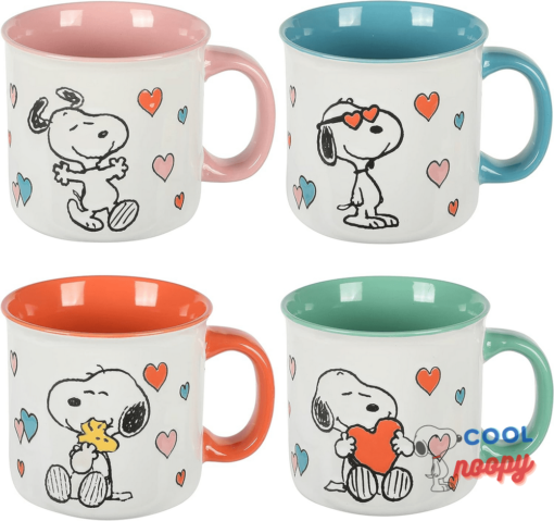Peanuts Snoopy Mothers Love 4 Pack Large 21 OZ Camper Stoneware Mugs