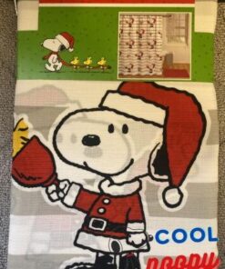Peanuts Snoopy Shower Curtain Christmas Woodstock Holiday Santa Claus Hat NEW