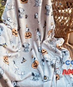 Peanuts Snoopy and Woodstock Halloween Shenanigans Fleece Throw Blanket