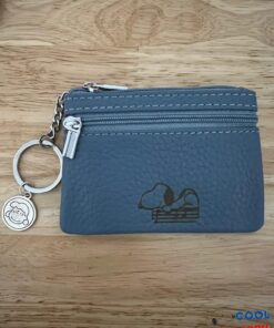 PeanutsSnoopy Fine Genuine Leather Coin Purse with key ring，multiple color