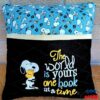 Reading Pillow Charie Brown - Snoopy - Woodstock - Peanuts - Reading Pillow Embroidered Pocket Travel Pillow