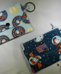 Snoopy AstronautI Need My Space Key Chain Coin Purse, Card Wallet, Minimalist, Attach to purse, backpack 3-12 X 4-34 Made in USA