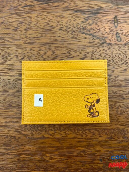 Snoopy Fine Genuine Leather Card Holder, with clasp or Snoopy charm, could use for Lanyard