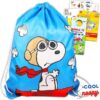 Snoopy Gifts for Kids Set - Bundle with Snoopy Drawstring Bag, Peanuts Glitter Art with Coloring Pages, Stickers, Coloring Utensils, and More Charlie Brown Gifts for Kids