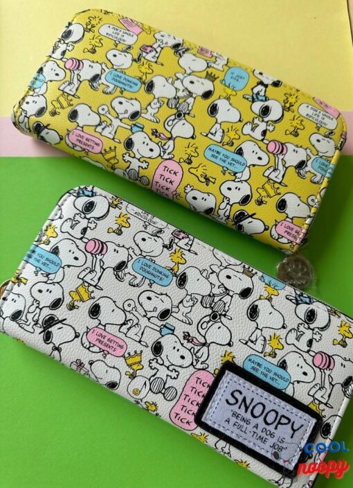 Snoopy cartoon design faux wallet-Peanuts long wallet purse card holder- Zipper open Cute zipper wallet gifts