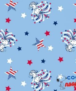 Springs Creative Patriotic Peanuts Snoopy Star Spangled Blue 100% Cotton Fabric by The Yard