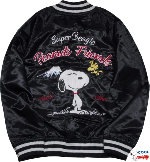 Sukajan Peanuts Snoopy Japanese pattern Mt. Fuji Jacket Back SizeLL