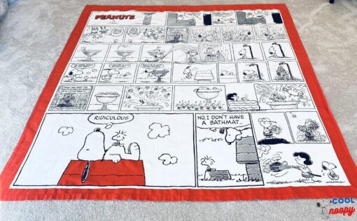 VTG 70's Peanuts Comic Strip Snoopy Charlie Brown Cotton Shower Curtain HTF