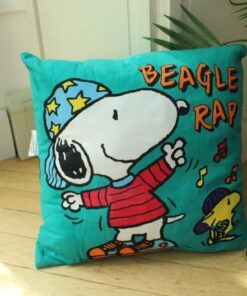 Vintage 1970's Snoopy Blue Music Pillow, 70's Beagle Rap Pillow, Retro Charlie Brown Peanuts Pillow, Snoopy Woodstock Children Pillow Decor
