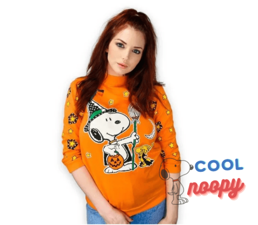 Vintage Snoopy Orange Halloween Sweatshirt Youth Medium Adult XXS - XS