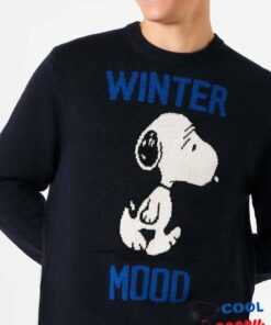 Add a touch of military green to your style with a men's sweater showcasing a Snoopy print