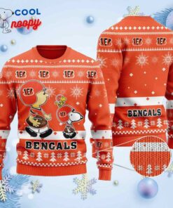 Funny Charlie Brown Peanuts Snoopy Knitted Ugly Christmas Sweater for the Bengals