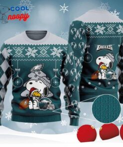Funny Charlie Brown Peanuts Snoopy Knitted Ugly Christmas Sweater for the Eagles