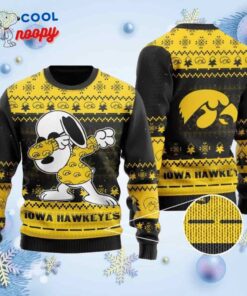 Snoopy Dabbing Knitted Ugly Christmas Sweater for Iowa