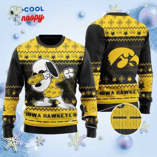 Snoopy Dabbing Knitted Ugly Christmas Sweater for Iowa