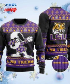 Snoopy Dabbing Knitted Ugly Christmas Sweater for LSU