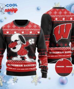 Snoopy Dabbing Knitted Ugly Christmas Sweater for the Badgers