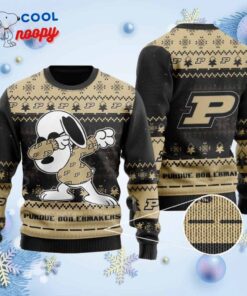Snoopy Dabbing Knitted Ugly Christmas Sweater for the Boilermakers