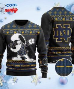 Snoopy Dabbing Knitted Ugly Christmas Sweater for the Fighting Irish