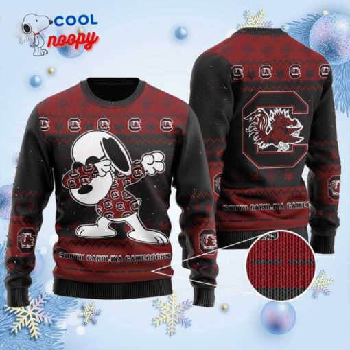 Snoopy Dabbing Knitted Ugly Christmas Sweater for the Gamecocks