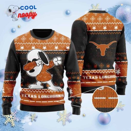 Snoopy Dabbing Knitted Ugly Christmas Sweater for the Longhorns