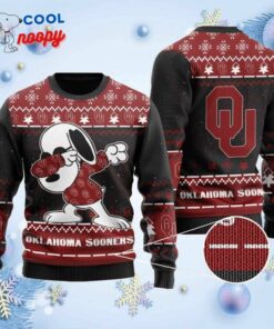 Snoopy Dabbing Knitted Ugly Christmas Sweater for the Sooners