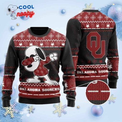 Snoopy Dabbing Knitted Ugly Christmas Sweater for the Sooners